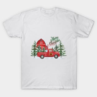 Christmas Barn And Truck A2 T-Shirt